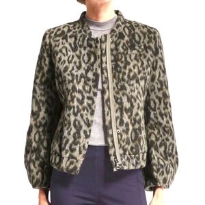 Banana Republic Wool Animal Print Bomber Jacket L